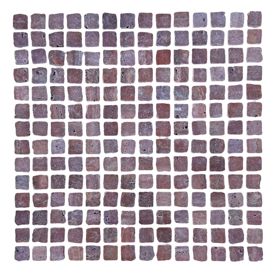 Natural Stone Red Travertine Mini Split Mosaic