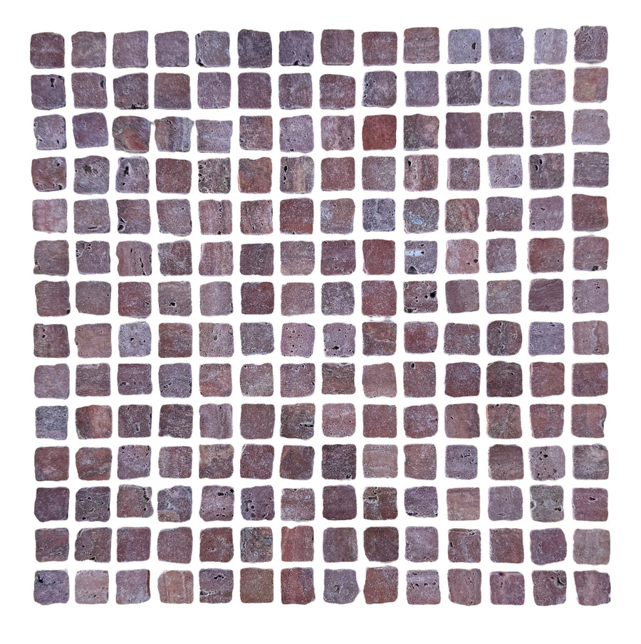 Natural Stone Red Travertine Mini Split Mosaic