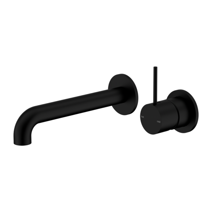 Nero Mecca Wall Basin/Bath Mixer Separate Back Plate Handle Up 120/160/185/230/260mm Matte Black