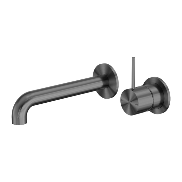 Nero Mecca Wall Basin/Bath Mixer Separate Back Plate Handle Up 120/160/185/230/260mm Gun Metal