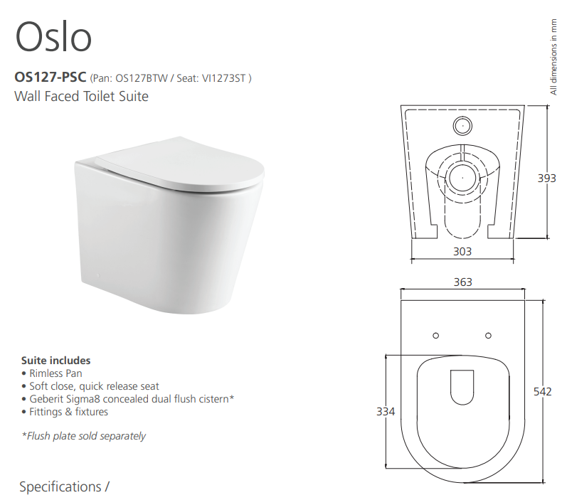 Oslo Wall Faced Toilet Suite