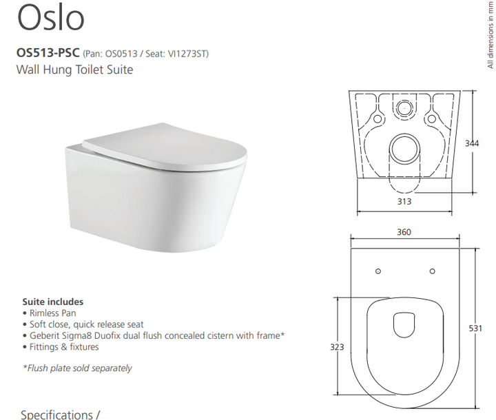 Oslo Wall Hung Toilet Suite