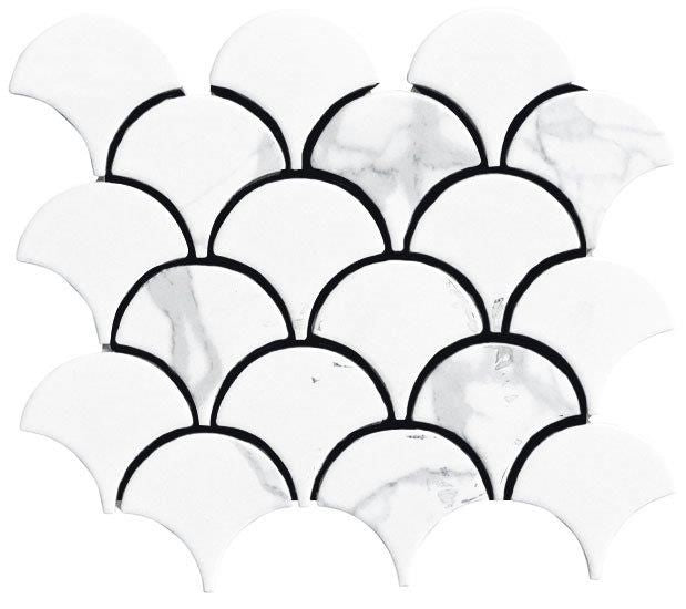 Cottage Porcelain Mosaic Fan Shape