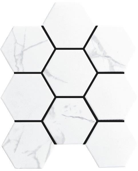 Cottage Porcelain Carrara Mosaic Hexagon 95×110mm