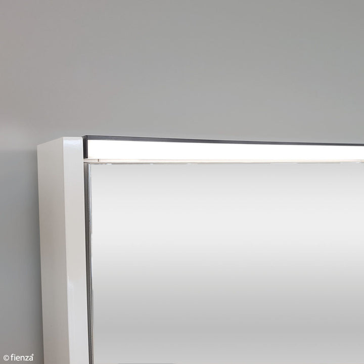Fienza 750 LED Mirror Cabinet with Display Shelf, Satin White