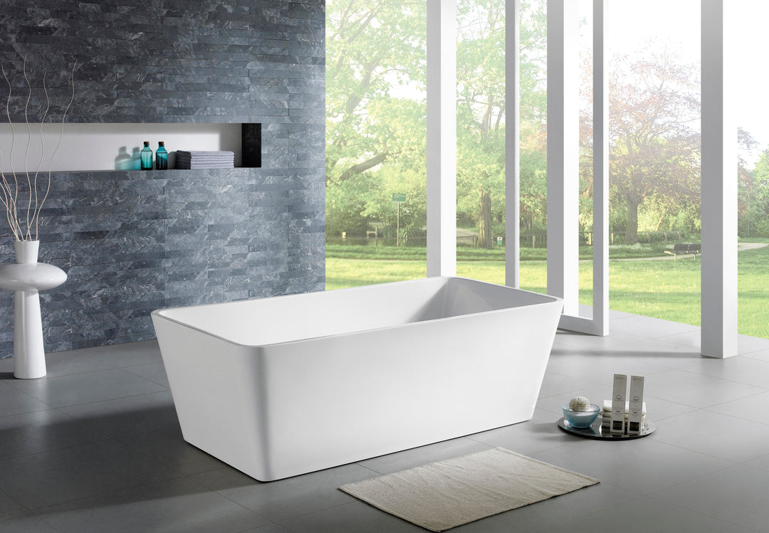 Qubist Rectangular Free Standing Bathtub Gloss White 1200mm