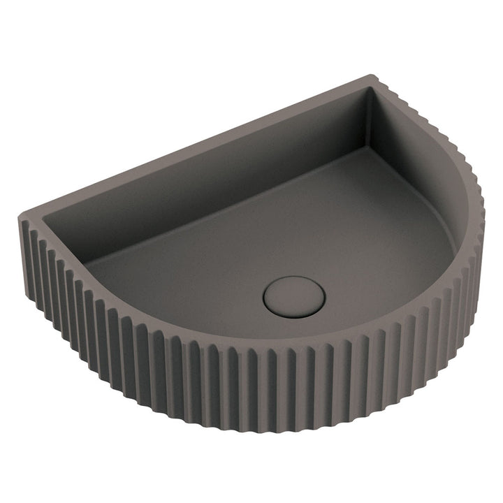 Fienza Valentina Fluted Arch Concrete Wall Basin Warm Grey