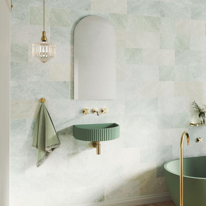 Fienza Valentina Fluted Arch Concrete Wall Basin Sage