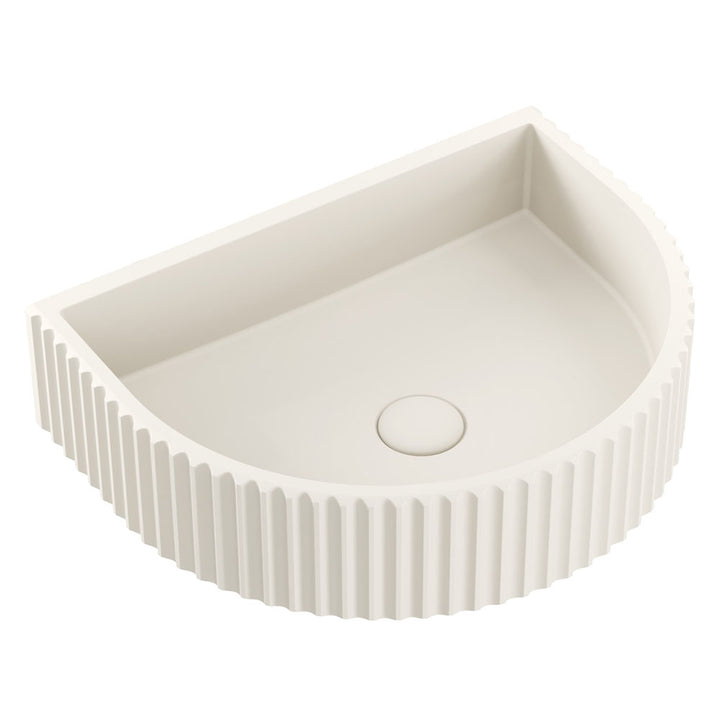Fienza Valentina Fluted Arch Concrete Wall Basin Warm White