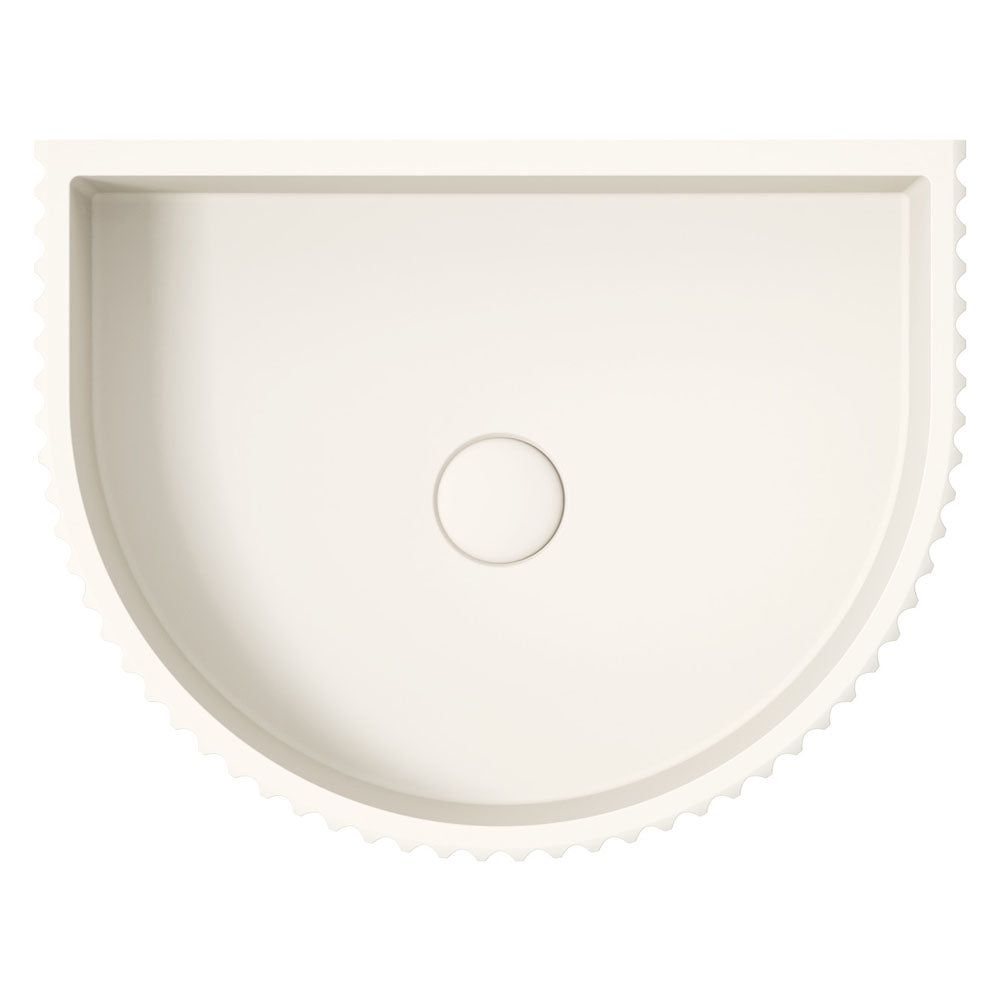 Fienza Valentina Fluted Arch Concrete Wall Basin Warm White