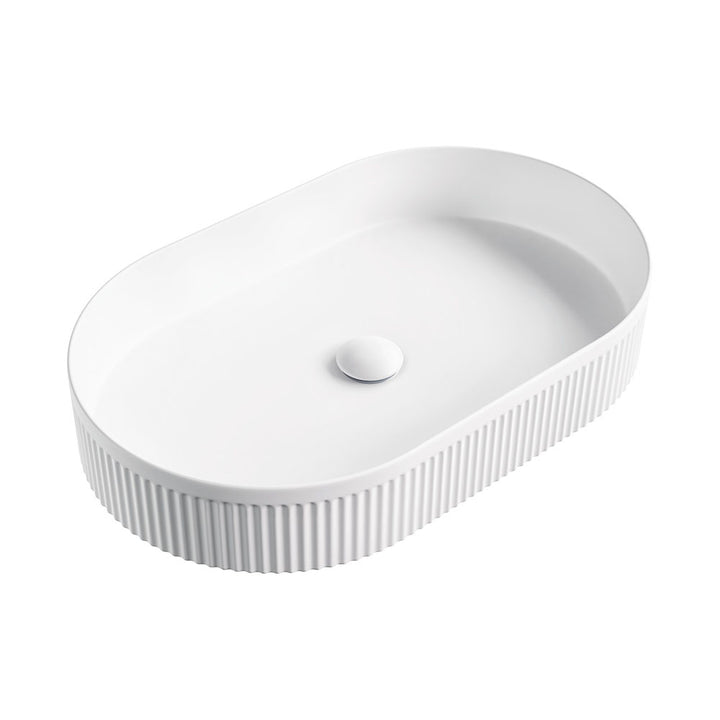 Fienza Eleanor Oval Above Counter Fluted Basin Matte White