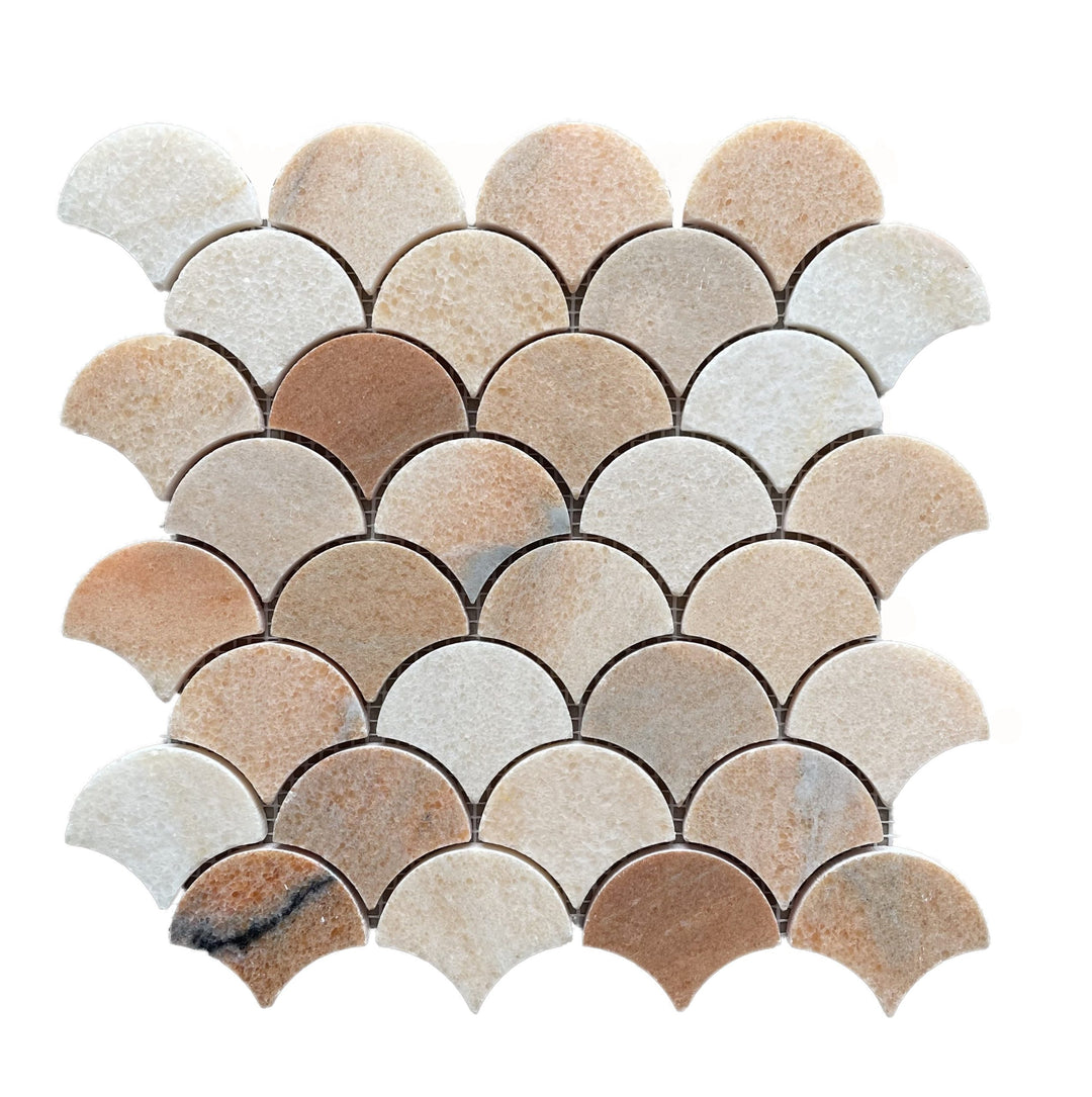 Rosa Portogallo Honed Fan Mosaic