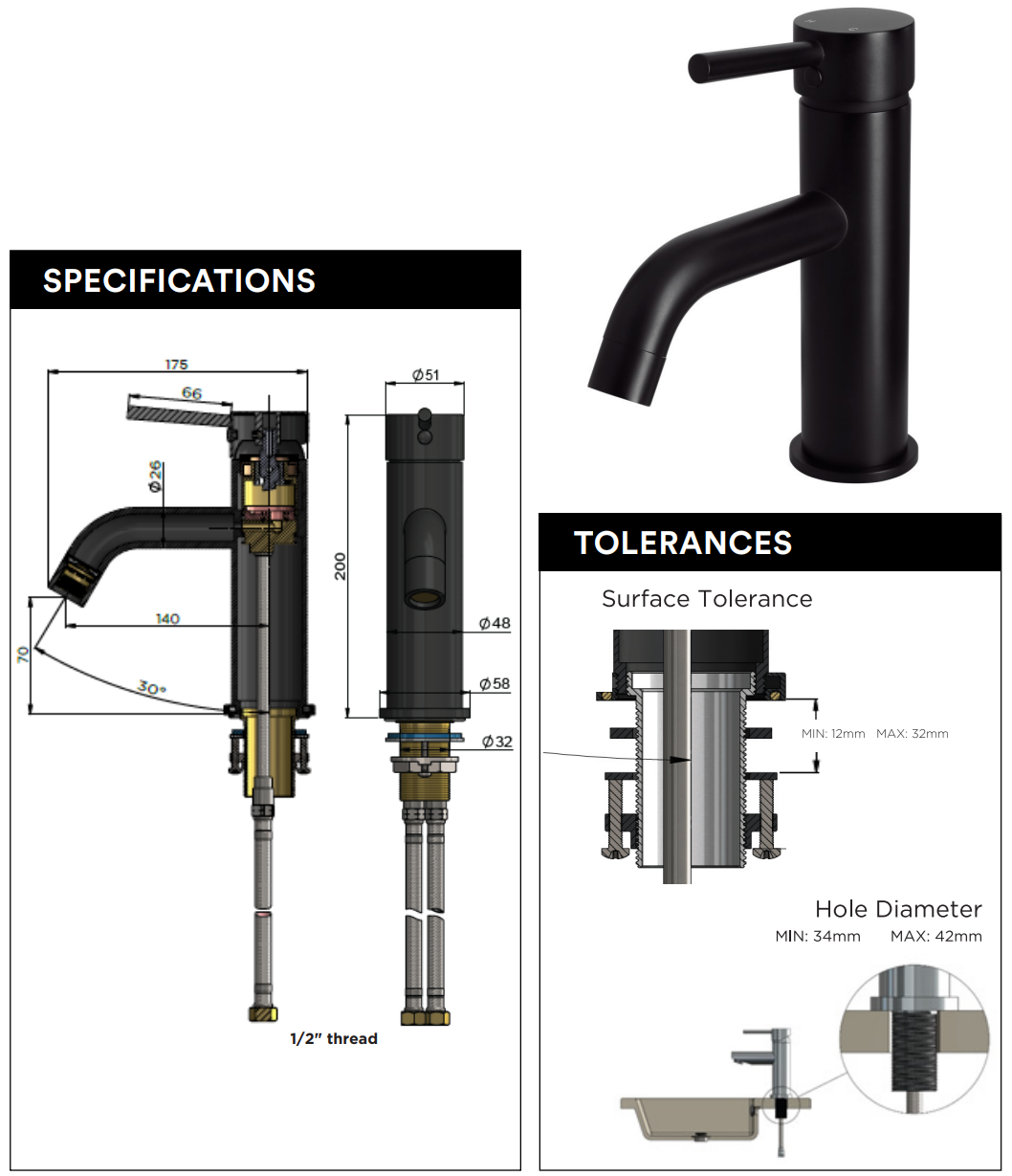 Meir Round Curved Basin Mixer