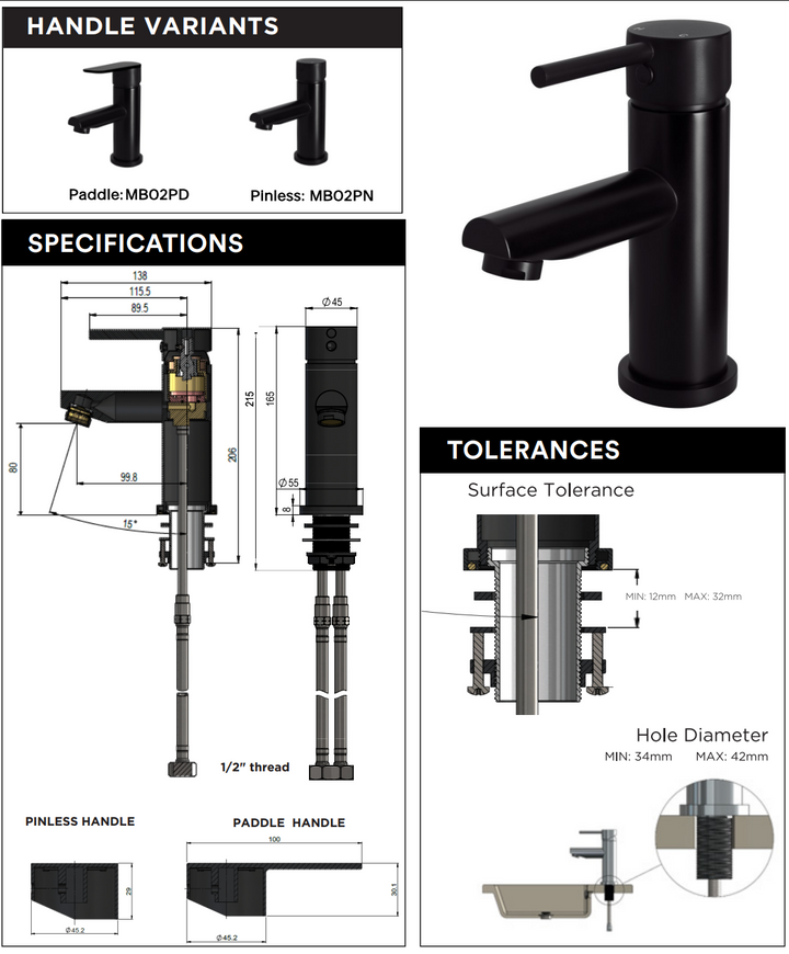 Meir Round Paddle Basin Mixer