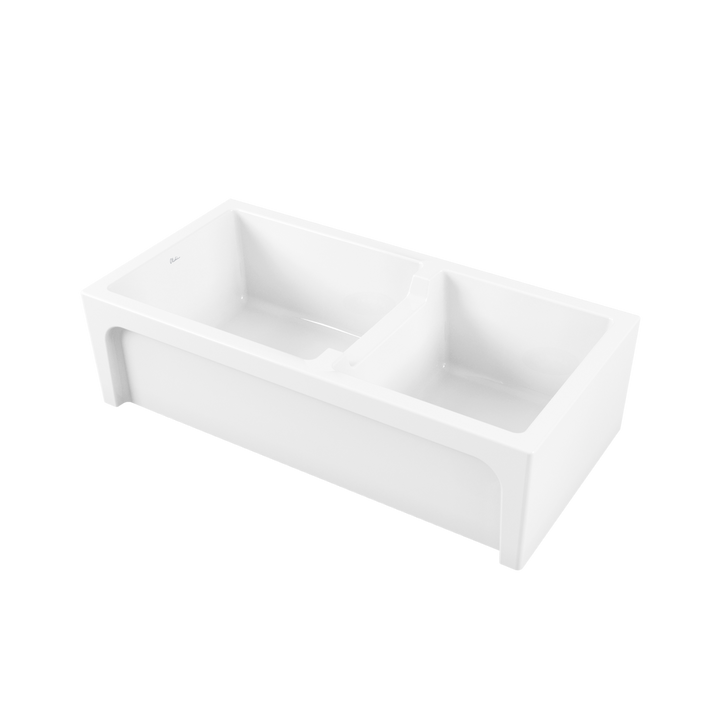 Oliveri Sicily White Fireclay Farmhouse 1 & 3/4 Bowl Counter Top or Undermount Sink