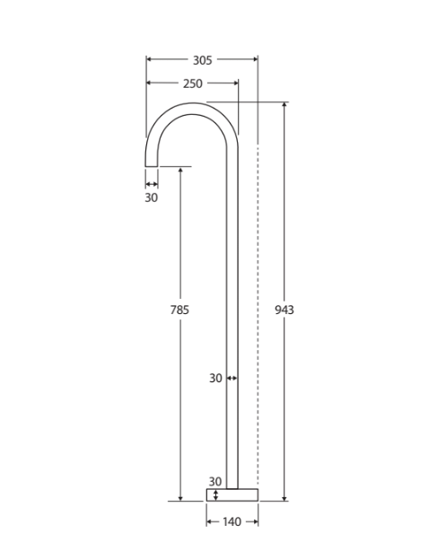 Fienza Kaya Gooseneck Floor Mounted Bath Outlet, Brushed Nickel