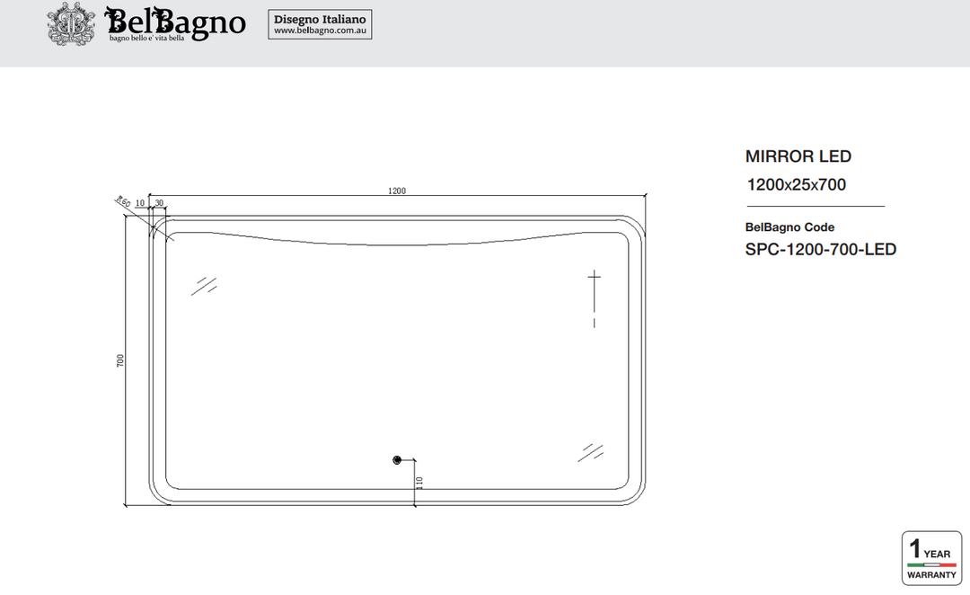 BelBagno LED Mirror Sensor Switch 1200mm