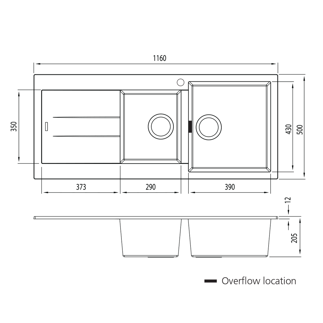 Oliveri Santorini 1 & 3/4 Bowl Topmount Sink With Drainer