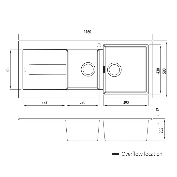 Oliveri Santorini 1 & 3/4 Bowl Topmount Sink With Drainer