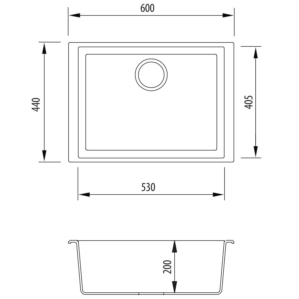 Oliveri Santorini Black Grande Bowl Undermount Sink