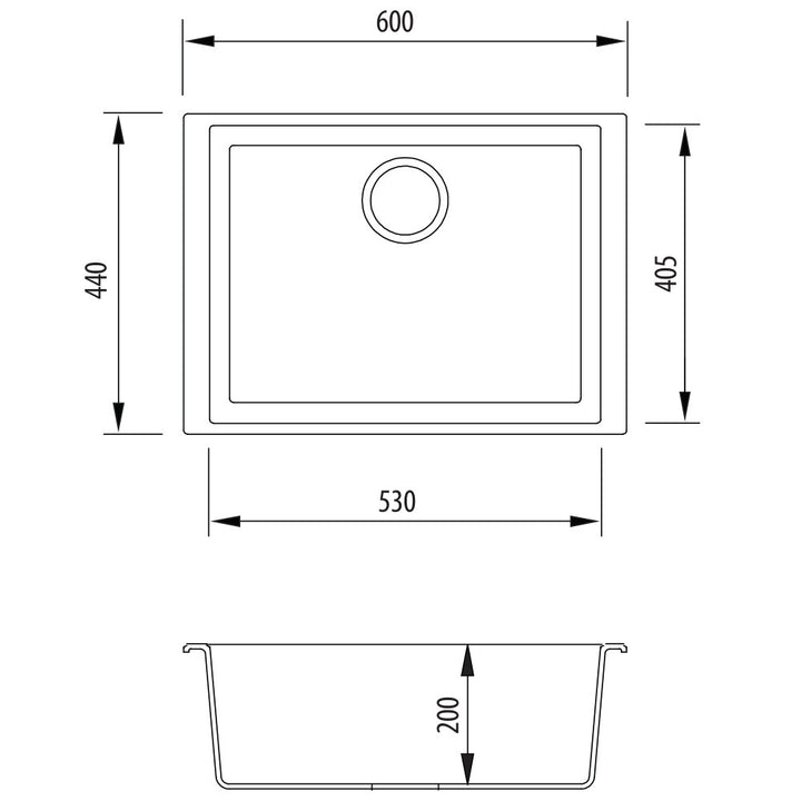 Oliveri Santorini Black Grande Bowl Undermount Sink