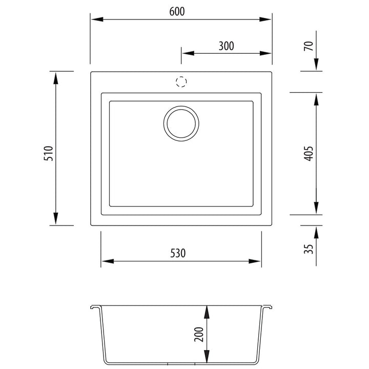 Oliveri Santorini Black Grande Bowl Topmount Sink