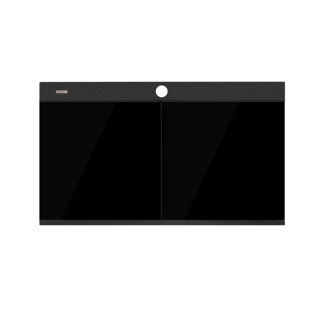 Oliveri Santorini Black Double Bowl Topmount Sink With Glass Top