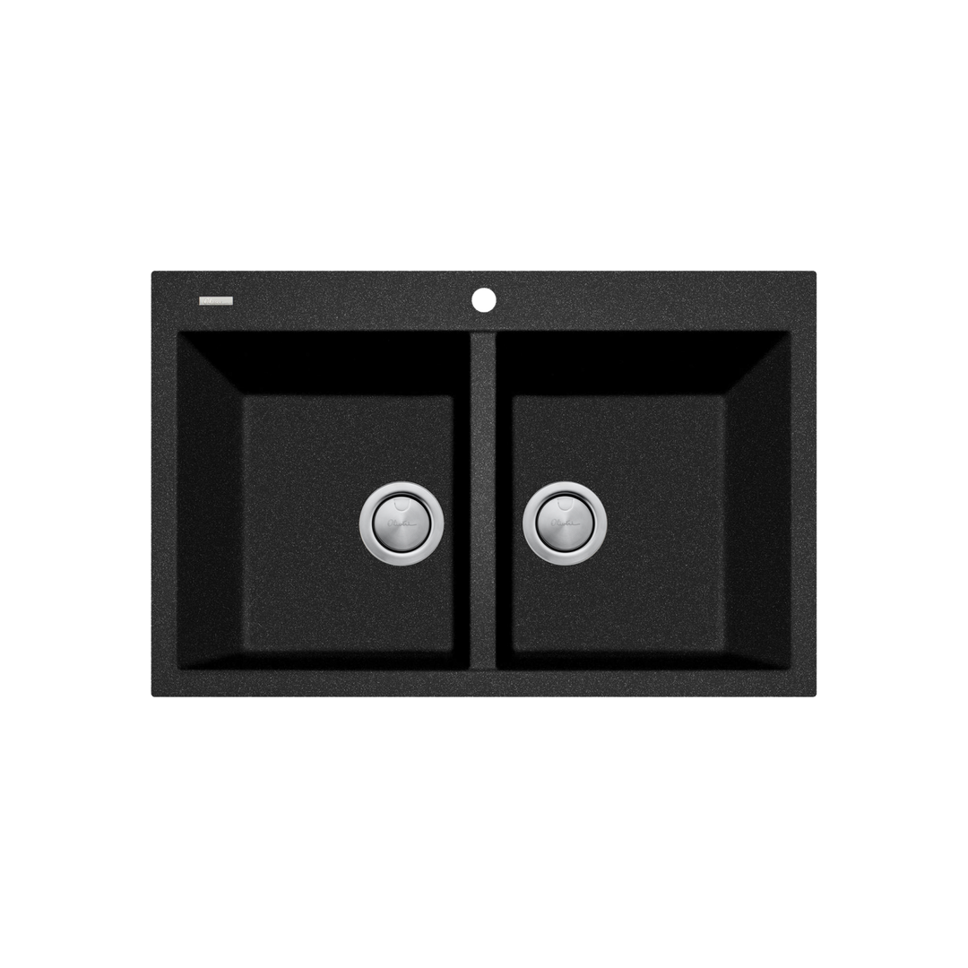 Oliveri Santorini Black Piccolo Double Bowl Topmount Sink