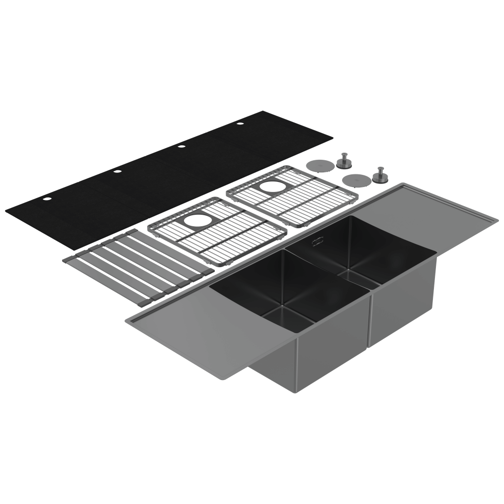 Abey Boutique Lugano Double Bowl &amp; Double Drainer Black Pearl