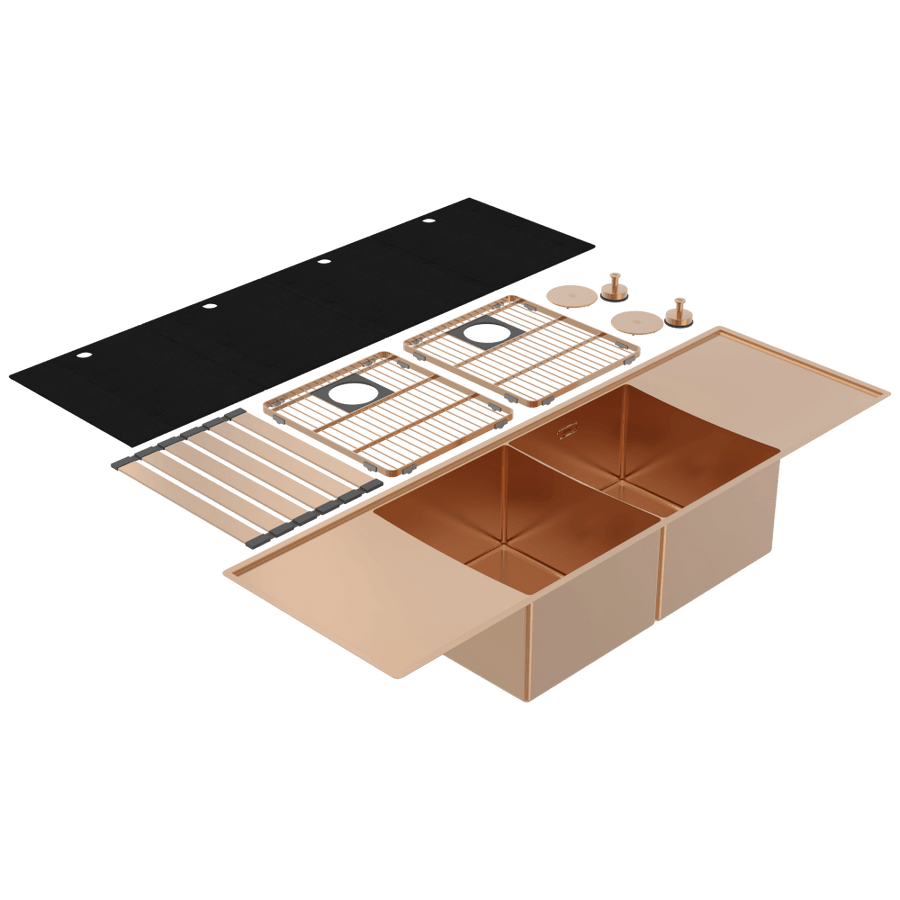 Abey Boutique Lugano Double Bowl & Double Drainer Artisan Copper