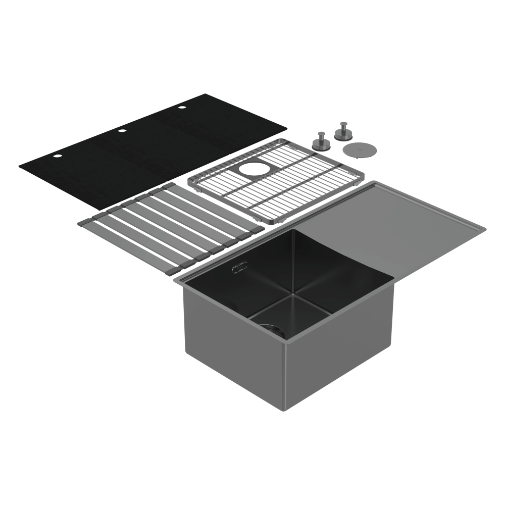 Boutique Lugano Single Bowl &amp; Drainer Left Hand Bowl Black Pearl