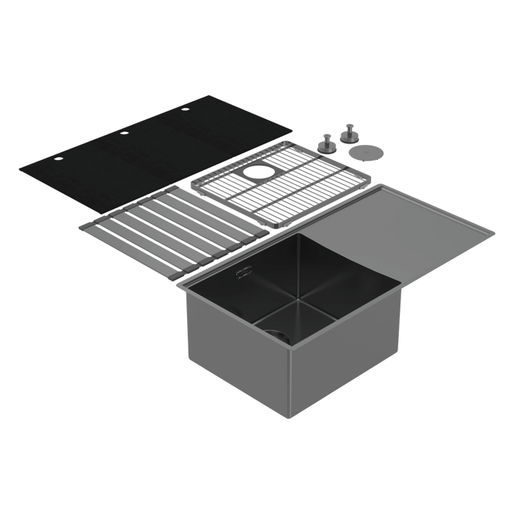 Boutique Lugano Single Bowl &amp; Drainer Left Hand Bowl Black Pearl