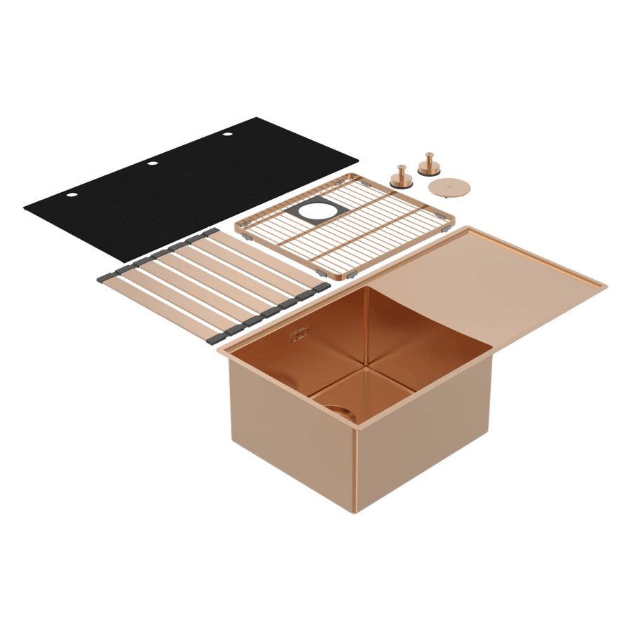 Boutique Lugano Single Bowl & Drainer Left Hand Bowl Artisan Copper