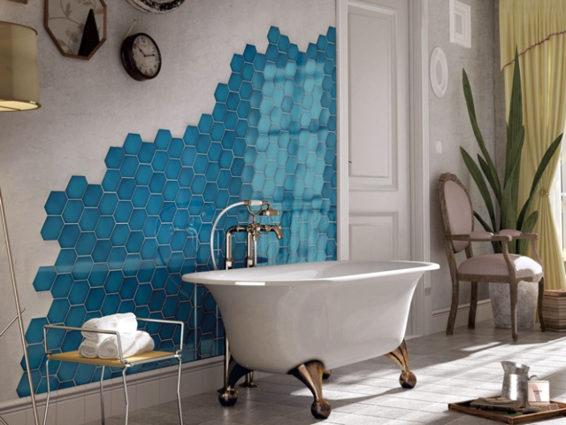 Benzene Electric Blue Hexagon