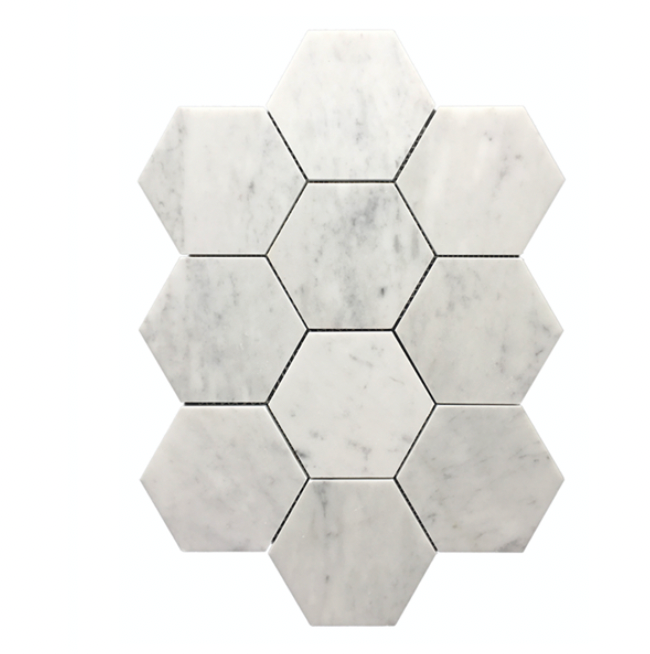 Carrara Hexagon XXL Honed Mosaic