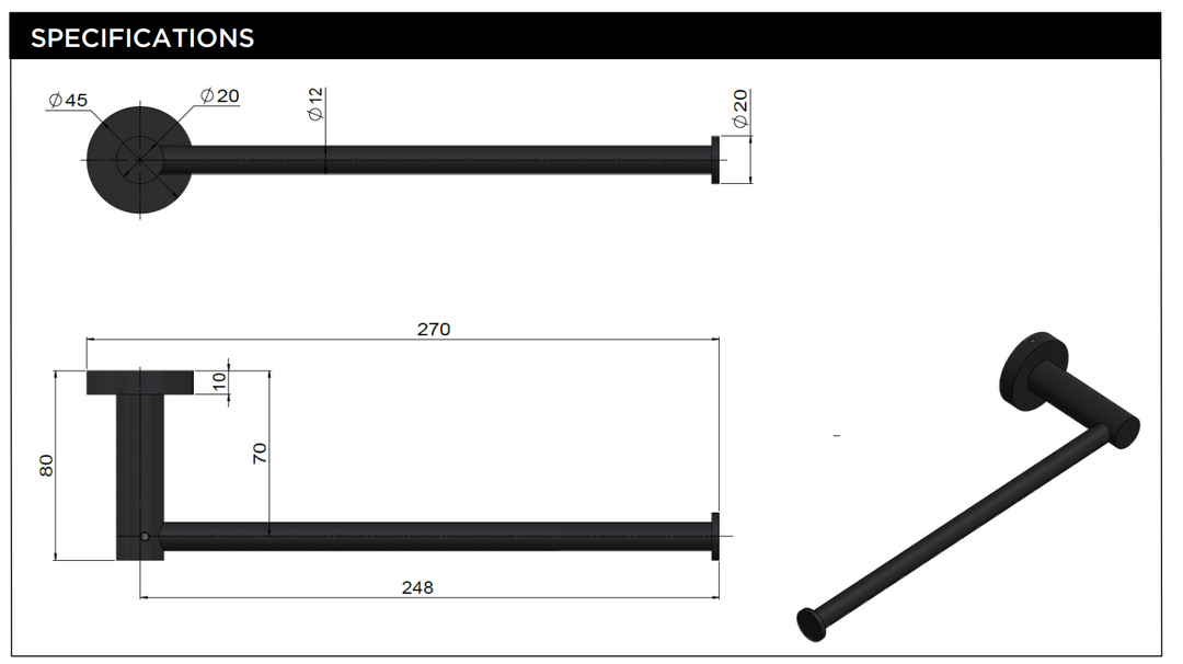 Meir Round Guest Towel Rail