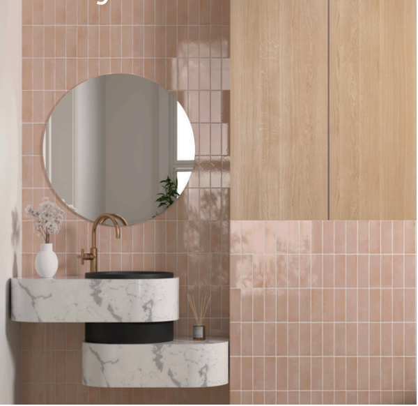 Miyako Crystal Pink Gloss Porcelain Tiles