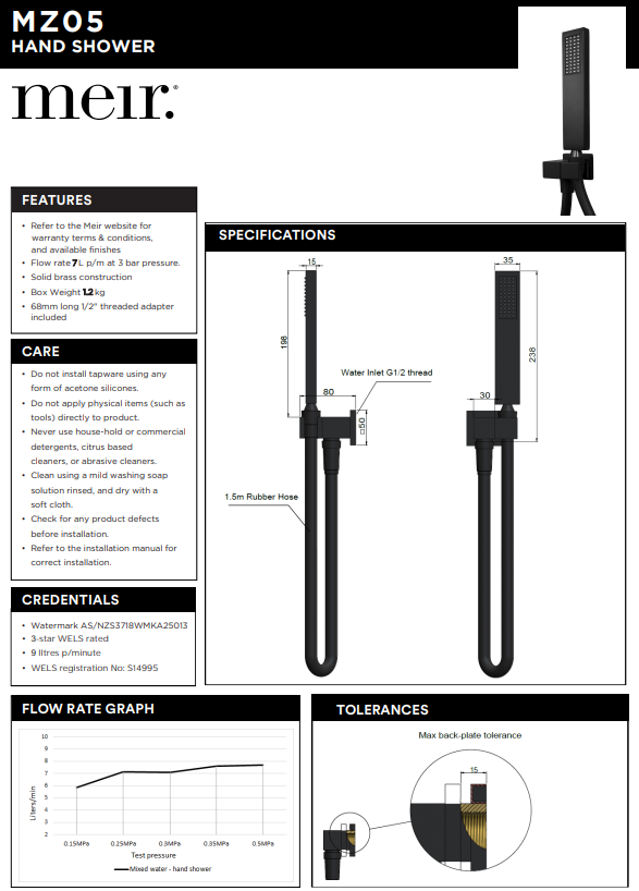 Meir Square Shower on Bracket