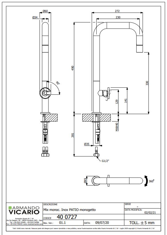 Abey Patio Pull Out Stainless Steel Mixer