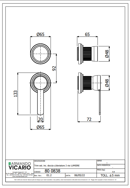 Abey Armando Vicario Lumiere Two Way Diverter Mixer