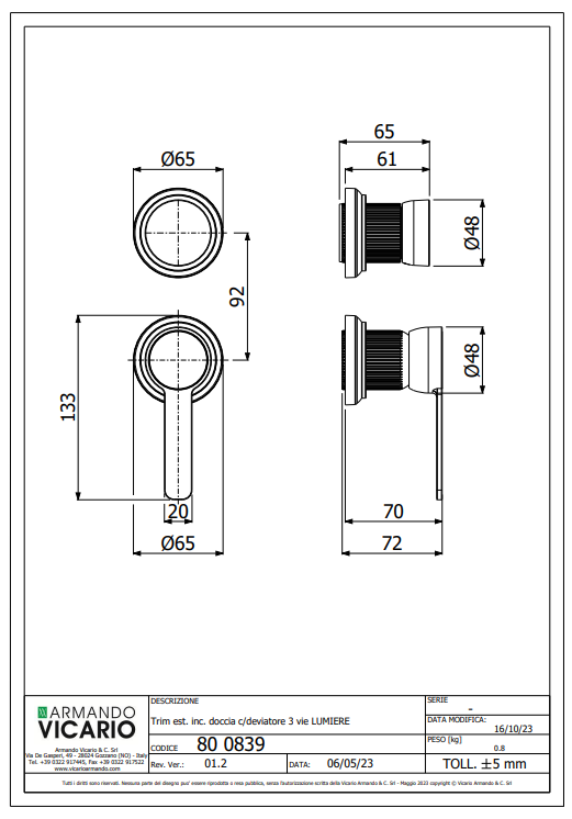 Abey Armando Vicario Lumiere Three Way Diverter Mixer