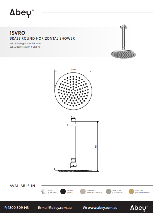 Abey Gareth Ashton Brass Vertical Shower