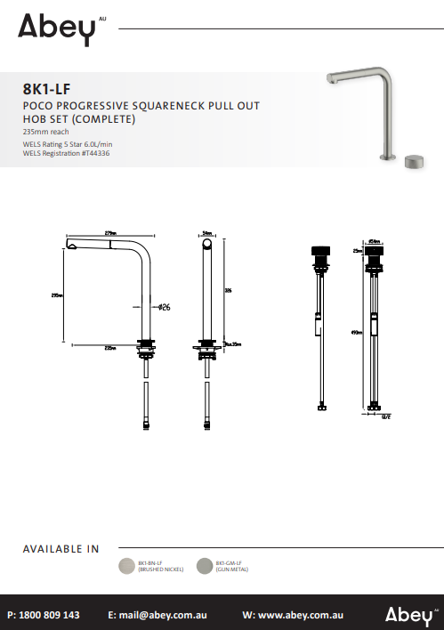 Abey Poco P Square Pullout Hob Kitchen Set