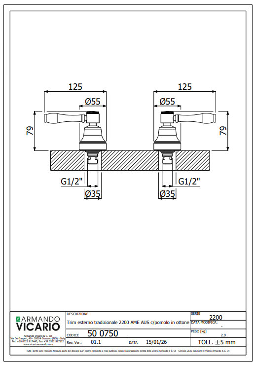 Abey Vicario Lever Top Assemblies