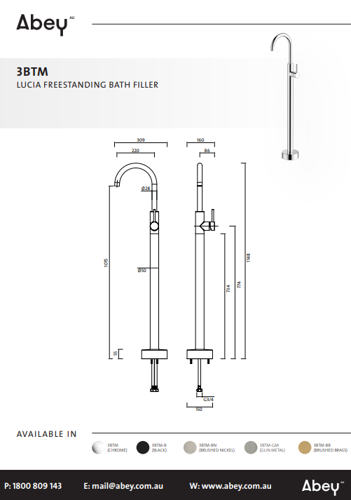 Abey Lucia Bath Filler
