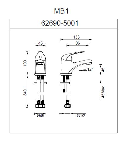 Abey MixMaster 35mm Cast Basin Mixer MB1