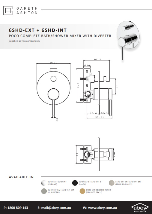 Abey Gareth Ashton Poco Diverter Mixer