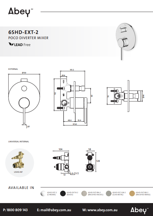 Abey Poco Diverter Mixer