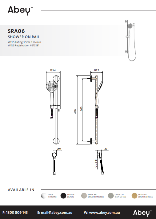Abey Shower on Rail