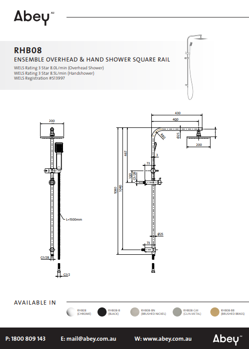 Twin Arch Rain &amp; Hand Shower Ensemble